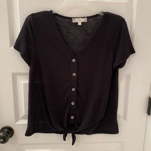 Black Button down tie shirt